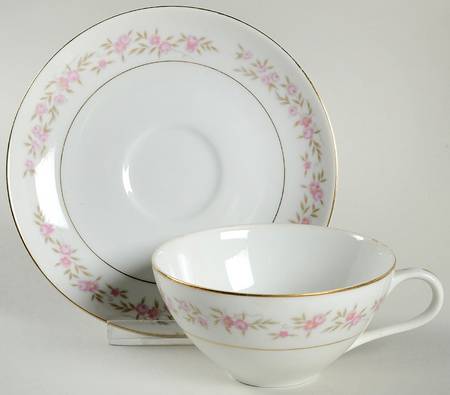 Minuet (Gold Trim) Flat Cup & Saucer Set