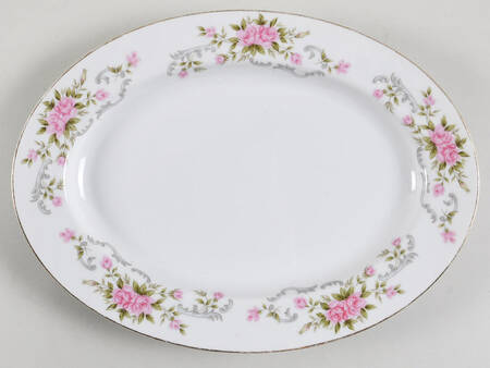 Pink Rose 12" Oval Serving Platter