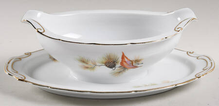 Pine Tree Gravy Boat with Attached Underplate