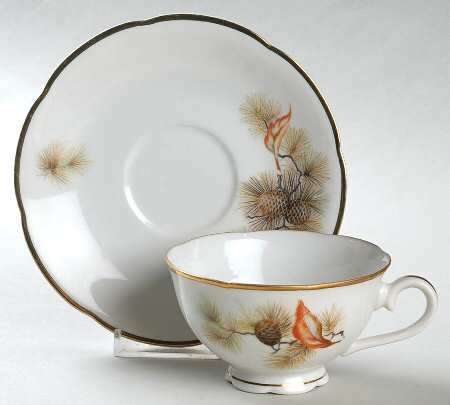 Pine Tree Footed Cup & Saucer Set