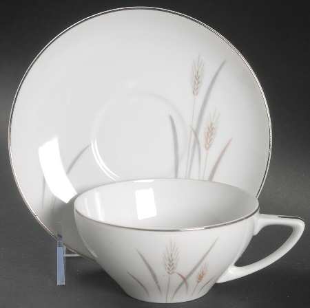 Platinum Wheat Flat Cup & Saucer Set