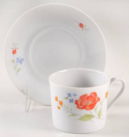 Poppy Garden Flat Cup & Saucer Set