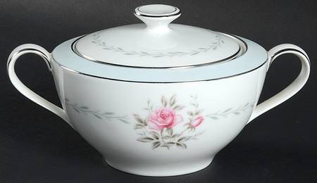 Regency (Blue Band, Platinum Trim) Sugar Bowl & Lid