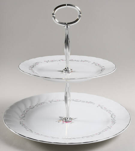 Royal Swirl 6 5/8"-10"  2 Tiered Serving Tray (Dp, Sp) HC