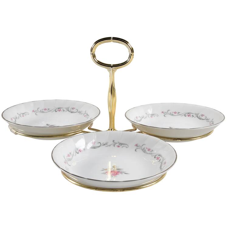 Royal Swirl 7" x 12" 3-Part Relish & Metal Stand (FR) HC