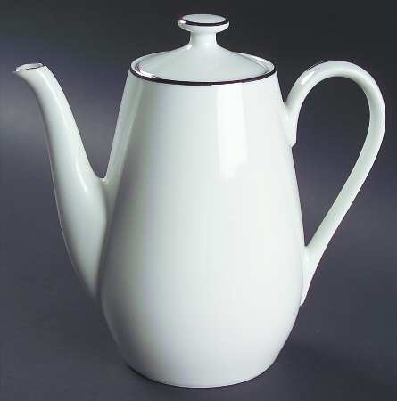Silver White Coffee Pot & Lid