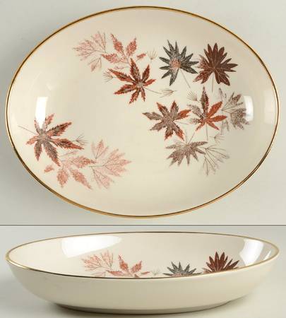 Autumn Symphony (Cream Background) 9" Oval Vegetable Bowl