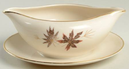 Autumn Symphony (Cream Background) Gravy Boat with Attached Underplate
