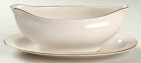 Classic Dignity Gold Gravy Boat with Attached Underplate