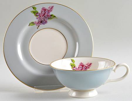 Georgian Lilac Footed Cup & Saucer Set