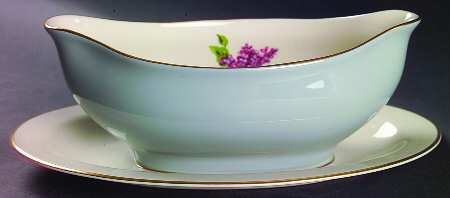 Georgian Lilac Gravy Boat with Attached Underplate