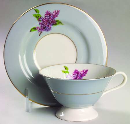 Georgian Lilac Footed Cup & Saucer Set