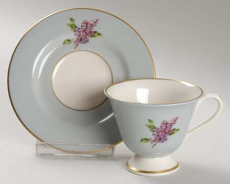 Georgian Lilac Footed Demitasse Cup & Saucer Set