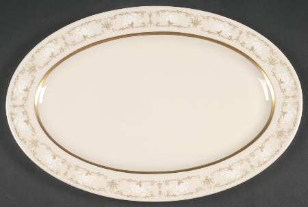 Kenwood Castle Gold and White 13" Oval Serving Platter