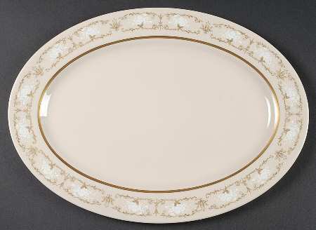 Kenwood Castle Gold and White 15" Oval Serving Platter