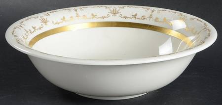 Kenwood Castle Gold and White 9" Round Vegetable Bowl