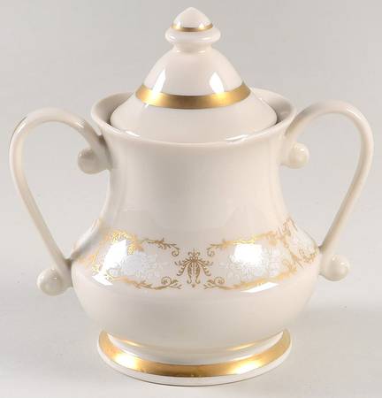 Kenwood Castle Gold and White Sugar Bowl & Lid