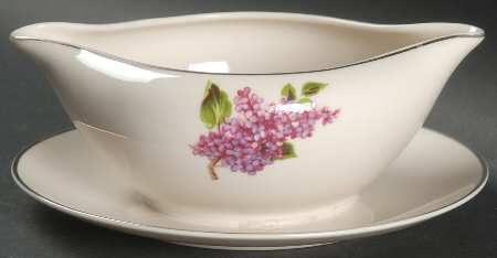 Lilac Gravy Boat with Attached Underplate