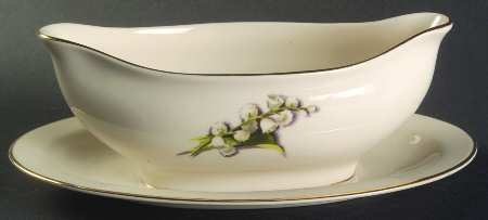 Lily of The Valley Gravy Boat with Attached Underplate