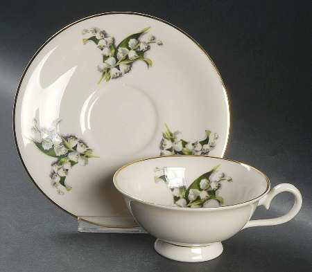 Lily of The Valley Footed Cup & Saucer Set