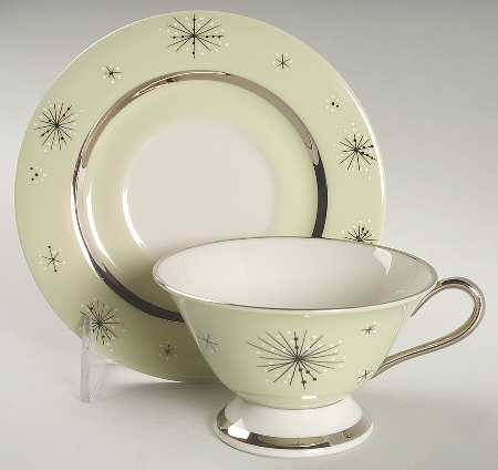 Romance of The Stars Green Footed Cup & Saucer Set