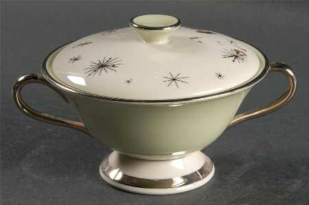 Romance of The Stars Green Sugar Bowl & Lid