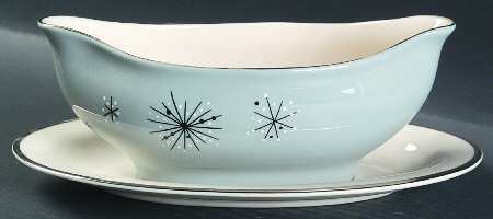Romance of The Stars Grey Gravy Boat with Attached Underplate