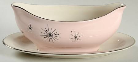 Romance of The Stars Pink Gravy Boat with Attached Underplate