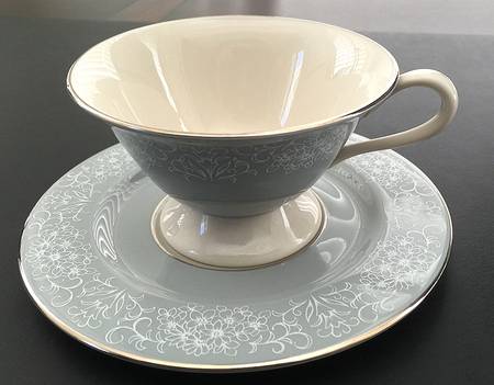 Spanish Lace Grey Footed Cup & Saucer Set