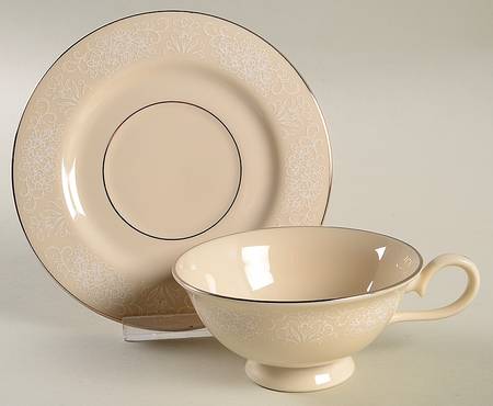 Spanish Lace White Footed Cup & Saucer Set