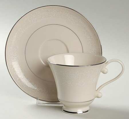 Spanish Lace White Footed Cup & Saucer Set
