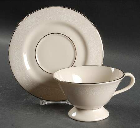 Spanish Lace White Footed Cup & Saucer Set