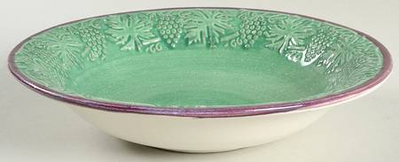 Grape Garland Embossed Leaf Green Large Rim Soup Bowl