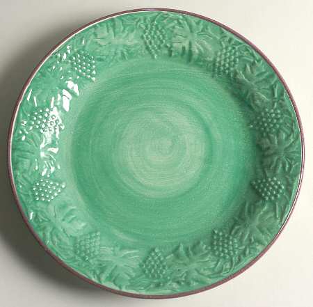 Grape Garland Embossed Leaf Green Dinner Plate