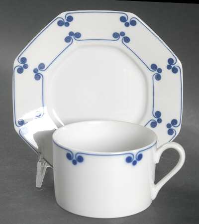 Allegro Blue Flat Cup & Saucer Set