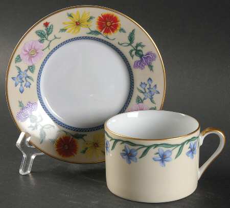 American Wildflowers (Gold Trim) Flat Cup & Saucer Set