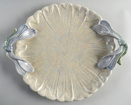 Art Nouveau 16" Round Handled Platter