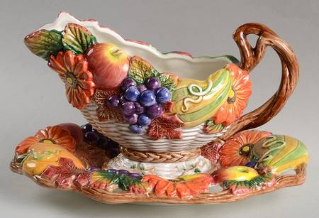 Autumn Bounty Gravy Boat & Underplate/Relish