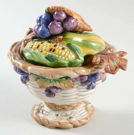 Autumn Bounty Sugar Bowl & Lid W/Spoon