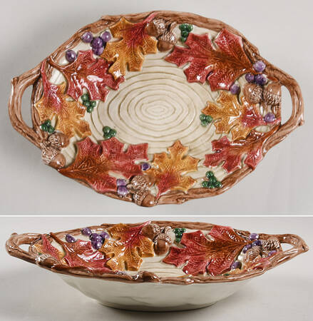 Autumn Woods 10" Oval Handled Bowl