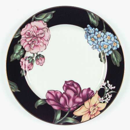 Bariolage Des Fleurs (Black Rim) by Fitz &amp; Floyd