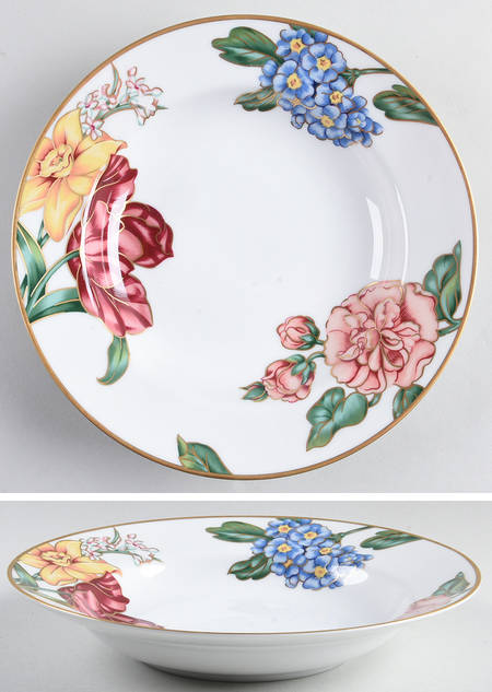 Bariolage Des Fleurs White Large Rim Soup Bowl