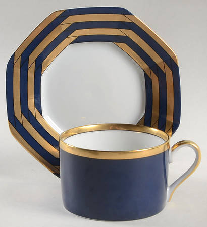 Biarritz Bleu Flat Cup & Saucer Set