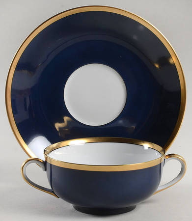 Biarritz Bleu Flat Cream Soup Bowl & Saucer Set