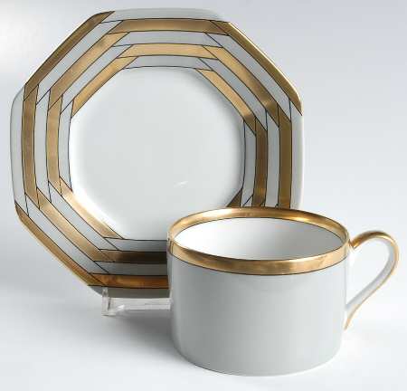 Biarritz Gris (Gray) Flat Cup & Saucer Set