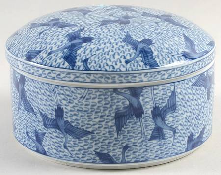 Blue Stork Powder Box with Lid