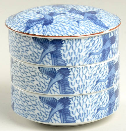 Blue Stork (4 Piece) Small Stack Set (3 Small Bowls & Lid)