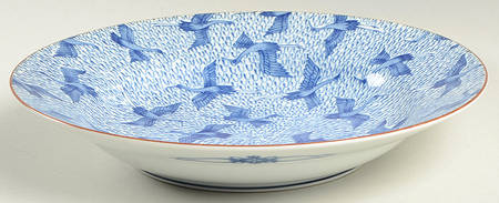 Blue Stork Large Rim Soup Bowl