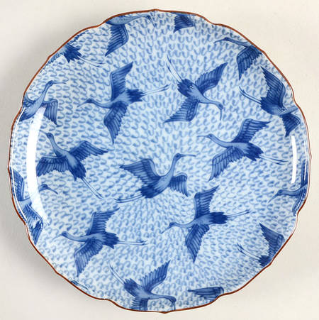 Blue Stork Scalloped Bread & Butter Plate