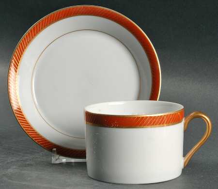 Bordure Rouge Flat Cup & Saucer Set